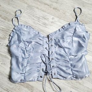 BLUE LACE CROP TOP